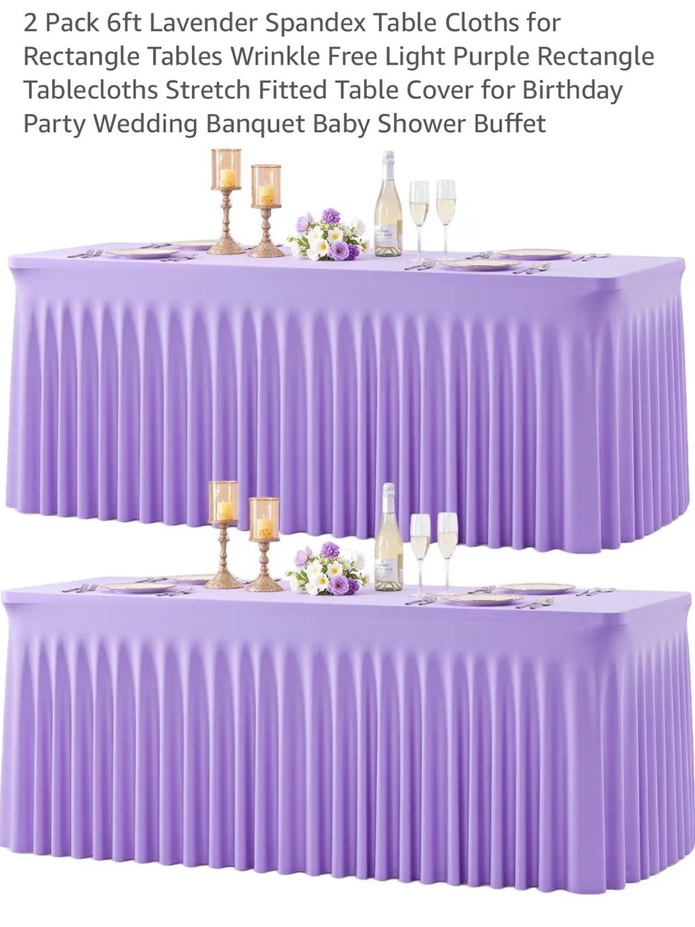 Lavender Spandex Fitted 6f Tablecloth - 2 Pack